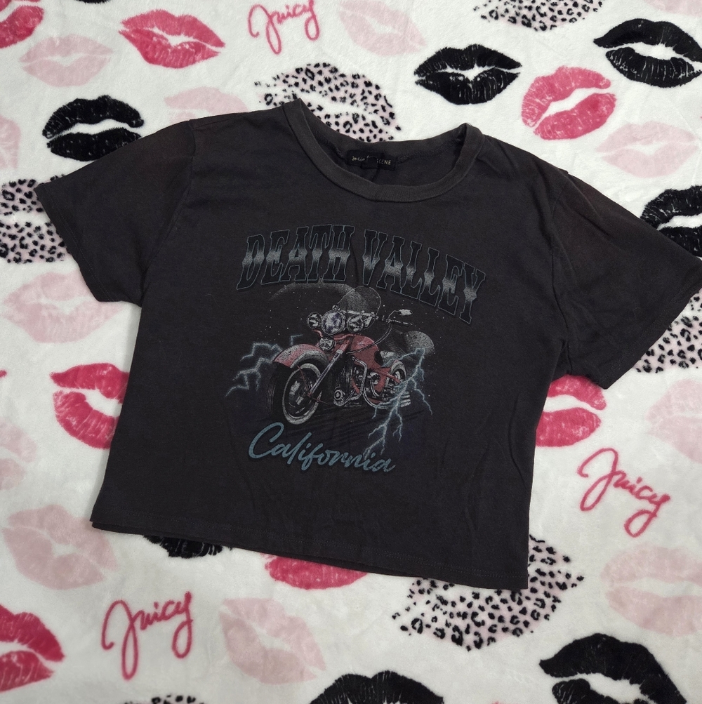 Crop top with a motorcycle design, Size S